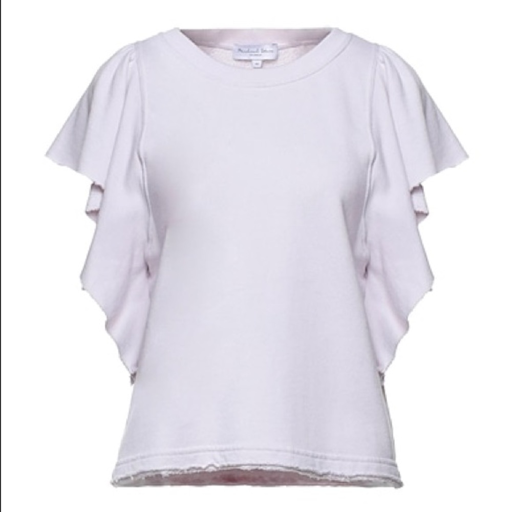 Michael Stars sweatshirt cascading ruffle short sleeve French terry top size S